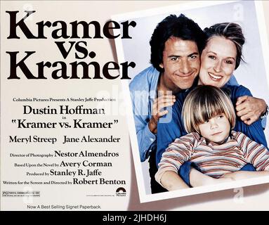 DUSTIN HOFFMAN, MERYL STREEP, JUSTIN HENRY POSTER, KRAMER VS. KRAMER, 1979 Stock Photo