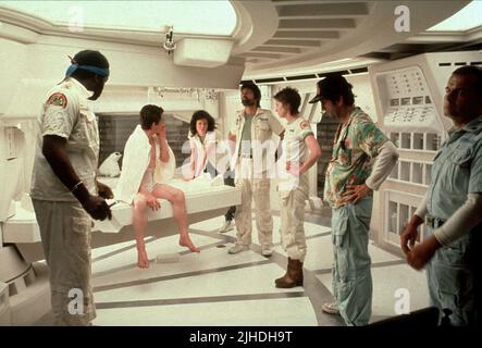 JOHN HURT, SIGOURNEY WEAVER, TOM SKERRITT, HARRY DEAN STANTON, ALIEN, 1979 Stock Photo