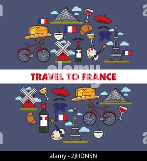 French symbols travel to France Internet web pages templates vector ...