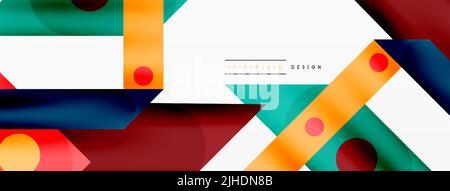 Color overlapping stripes background. Colorful lines composition for wallpaper, banner, background or landing Stock Vector