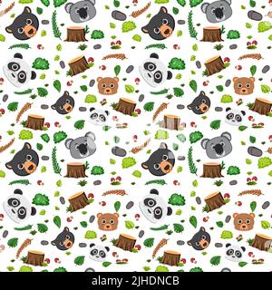 Cute animal seamless pattern illustration Stock Vector