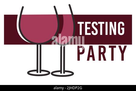 Tasting wine and enjoying flavor of alcoholic beverages. Alcohol in bottle, splashes of liquid and text. Vector in flat style Stock Vector