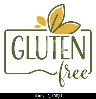 Vector illustration of gluten free words and cereal isolated on white. Stock Vector