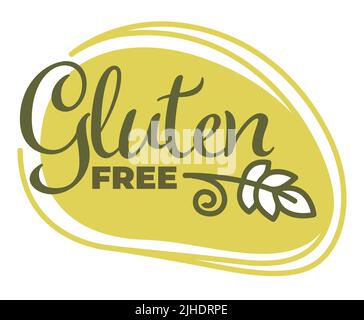 Vector illustration of gluten free words and cereal isolated on white. Stock Vector