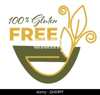 Vector illustration of gluten free words and cereal isolated on white. Stock Vector