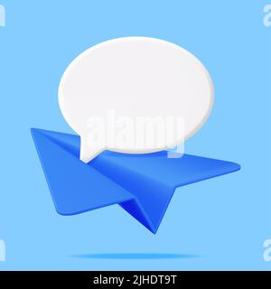 3D Speech Bubble in Paper Plane Isolated Stock Vector