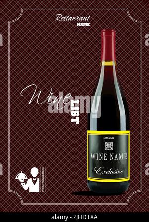 Restaurant (cafe) menu. Wine list . Colored  vector illustration Stock Vector