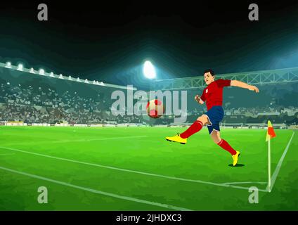Soccer player on the field. 3d vector illustration Stock Vector