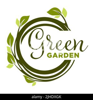Green garden isolated icons home gardening tools and plants vector Stock Vector