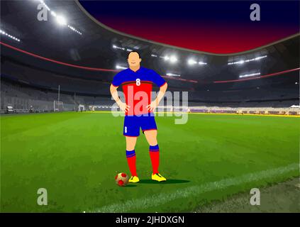 Soccer player on the field. Referee. 3d vector illustration Stock Vector