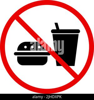 No Food And Drink Sign. Food or drink prohibited. Editable vector. Stock Vector