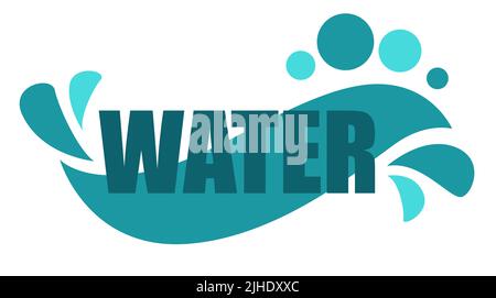 Water splashes and text samples logos and emblems set vector isolated Stock Vector