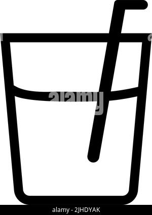 Drinking cup and straw icon. Editable vector. Stock Vector