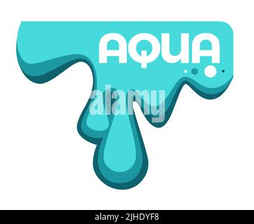 Water splashes and text samples logos and emblems set vector isolated Stock Vector