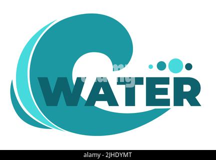 Water splashes and text samples logos and emblems set vector isolated Stock Vector