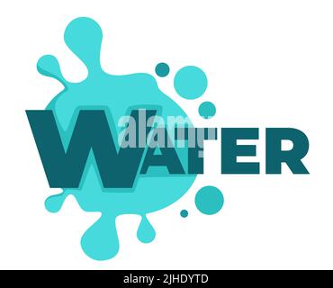 Water splashes and text samples logos and emblems set vector isolated Stock Vector