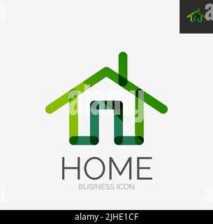 Minimal line design logo, business home icon, branding emblem Stock Vector