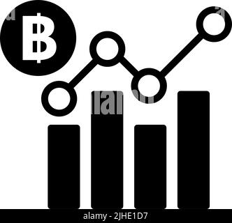 Thai baht value increase. Thailand currency chart and bar graph. Editable vector. Stock Vector