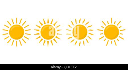 Sun icon set isolated on white background. Vector illustration Stock Vector