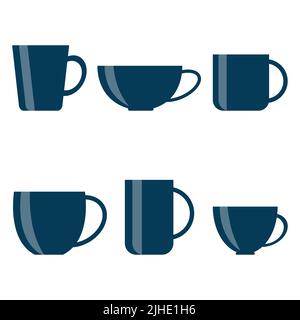 Tea and coffee cup set icon isolated on white background. Vector illustration Stock Vector