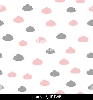 Seamless background in a childish style with clouds. Vector illustration Stock Vector