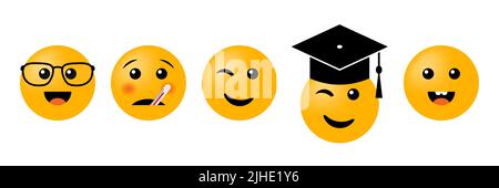 Set of emoticons isolated on white background. Vector illustration Stock Vector