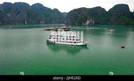 The Pearl Oyster Farm at Ha Long Bay, Vietnam Stock Photo