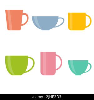 Tea and coffee cup set icon isolated on white background. Vector illustration Stock Vector