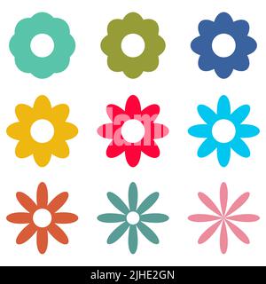 Flowers icons set isolated on white background. Vector illustration Stock Vector