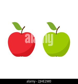 Red and green apple icon isolated on a white background. Vector illustration Stock Vector