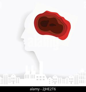 Mental health poster in paper style. Business concept. Vector illustration Stock Vector
