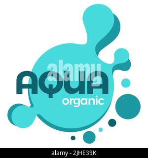 Water splashes and text samples logos and emblems set vector isolated Stock Vector