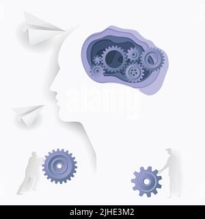 Mental health poster in paper style. Business concept. Vector illustration Stock Vector