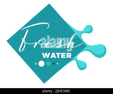 Water splashes and text samples logos and emblems set vector isolated Stock Vector