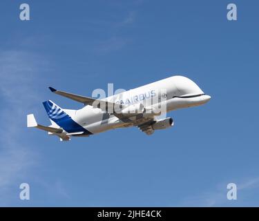 Airbus A330-743L known as the Beluga XL flying at the 2022 Royal International Air Tattoo Stock Photo