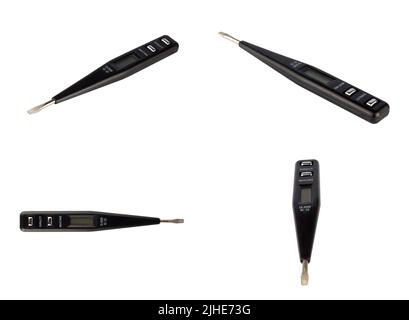 Measured power screwdriver set isolated on white background. Stock Photo