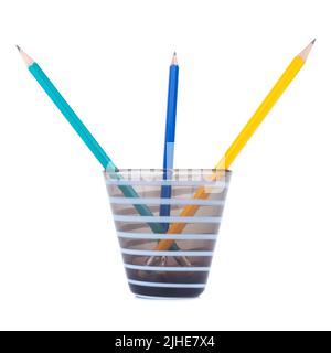 Pencils in the pencil holders. Stock Photo