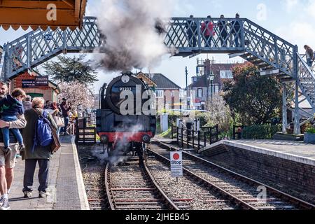 Sheringham, BR-9F-92203 ‘Black Prince’ locamotive North Norfolk Railway – The Poppy Line, East Anglia, England, UK Stock Photo