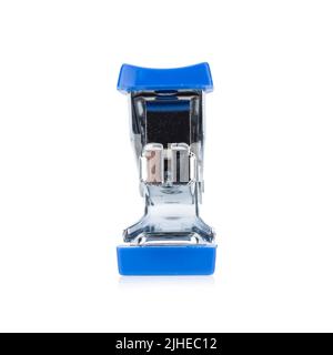stapler steel color  blue isolated on white background Stock Photo