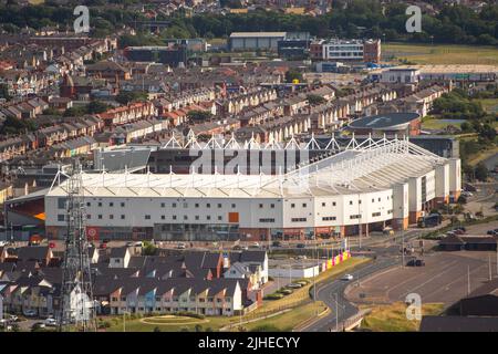 General view of Bloomfield Road, home to Blackpool FC, UK, Picture date: 14 July 2022. Credit Anthony Devlin/Alamy Live News Stock Photo