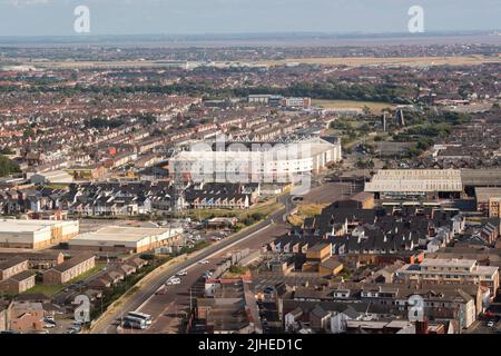 General view of Bloomfield Road, home to Blackpool FC, UK, Picture date: 14 July 2022. Credit Anthony Devlin/Alamy Live News Stock Photo