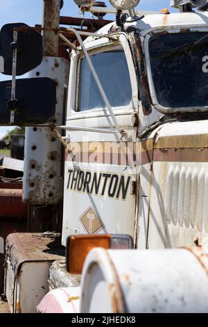 Close up of the door of an old Rusty Recovery Truck Stock Photo