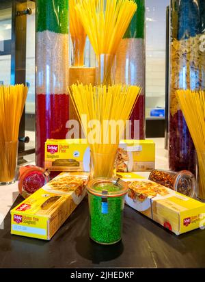 Colourful Display of gluten free Spaghetti and rice Stock Photo