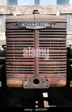 International caterpillar track truck grill Stock Photo