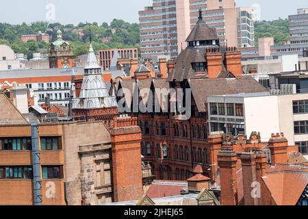 View of the rooftops on King Street from the rooftop of the Pearl Assurance Building in Nottingham City, Nottinghamshire England UK Stock Photo