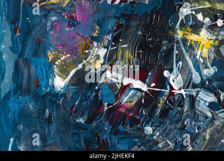 Blue Abstract background with impasto textures, High Detail. Hand painted. thick texture and palette knife brush strokes. Modern art. Contemporary art Stock Photo