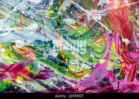 Cool, summery and spring Oil painting on canvas. Multicolor light and bright texture. Thick paint texture, Colorful and multi color mixed for Modern, Stock Photo