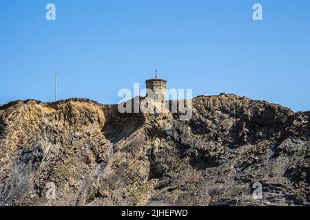 Tower of the winds at compass point, Cooklets Beach at the north end of Bude Cornwall, UK Stock Photo