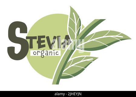 Stevia sweetener vector logo template. Green leaf of sugar Stock Vector