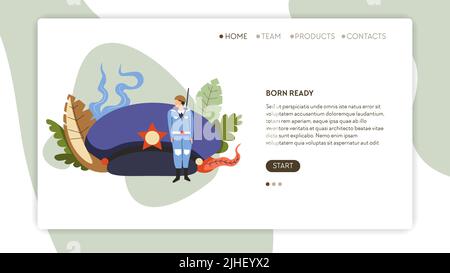 Make peace online web page template military service Stock Vector
